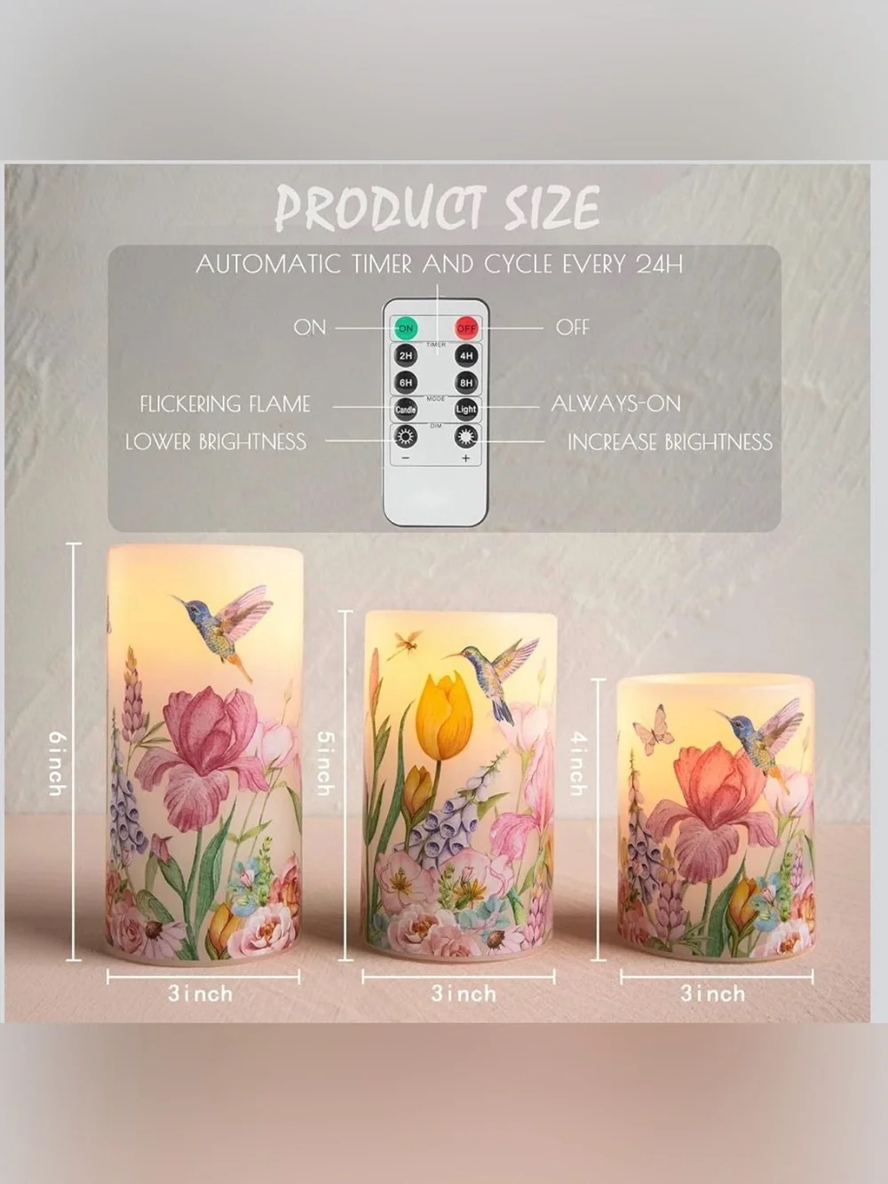 New Open Box Flameless Candles with Remote, Hummingbird Battery Operated Candles